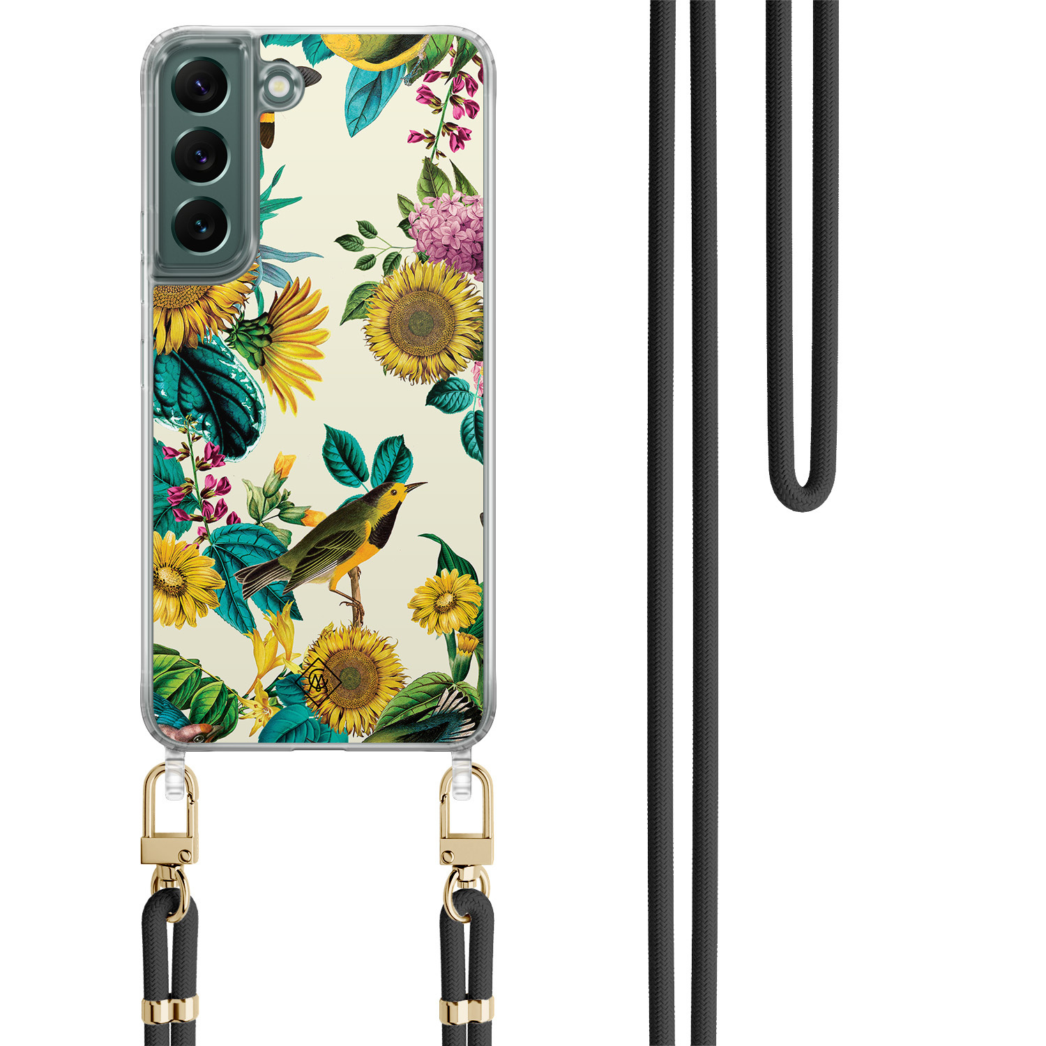 Samsung Galaxy S22 Plus hoesje met zwart koord Sunflowers