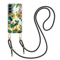 Casimoda Samsung Galaxy S22 Plus hoesje met zwart koord - Sunflowers