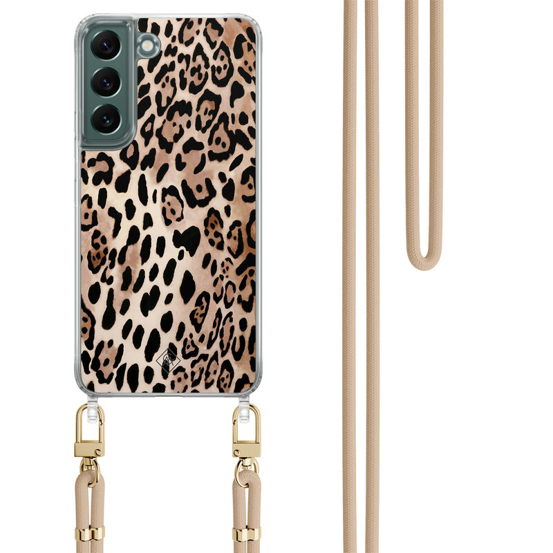 Casimoda Samsung Galaxy S22 Plus hoesje met beige koord - Golden wildcat