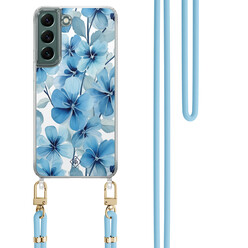 Casimoda Samsung Galaxy S22 Plus hoesje met blauw koord - Indigo gardens