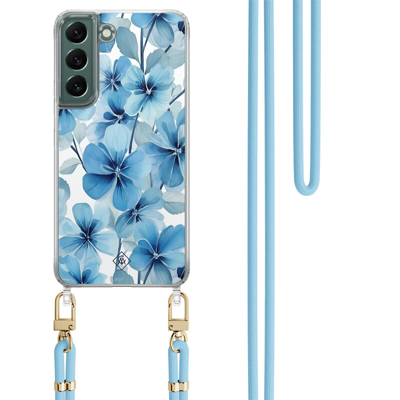Casimoda Samsung Galaxy S22 Plus hoesje met blauw koord - Indigo gardens