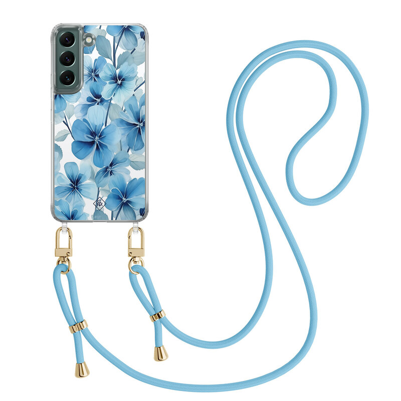 Casimoda Samsung Galaxy S22 Plus hoesje met blauw koord - Indigo gardens