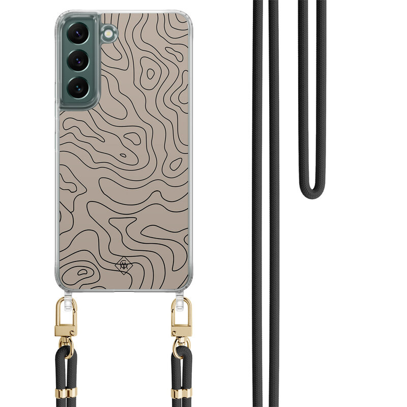 Casimoda Samsung Galaxy S22 Plus hoesje met zwart koord - Abstract lines