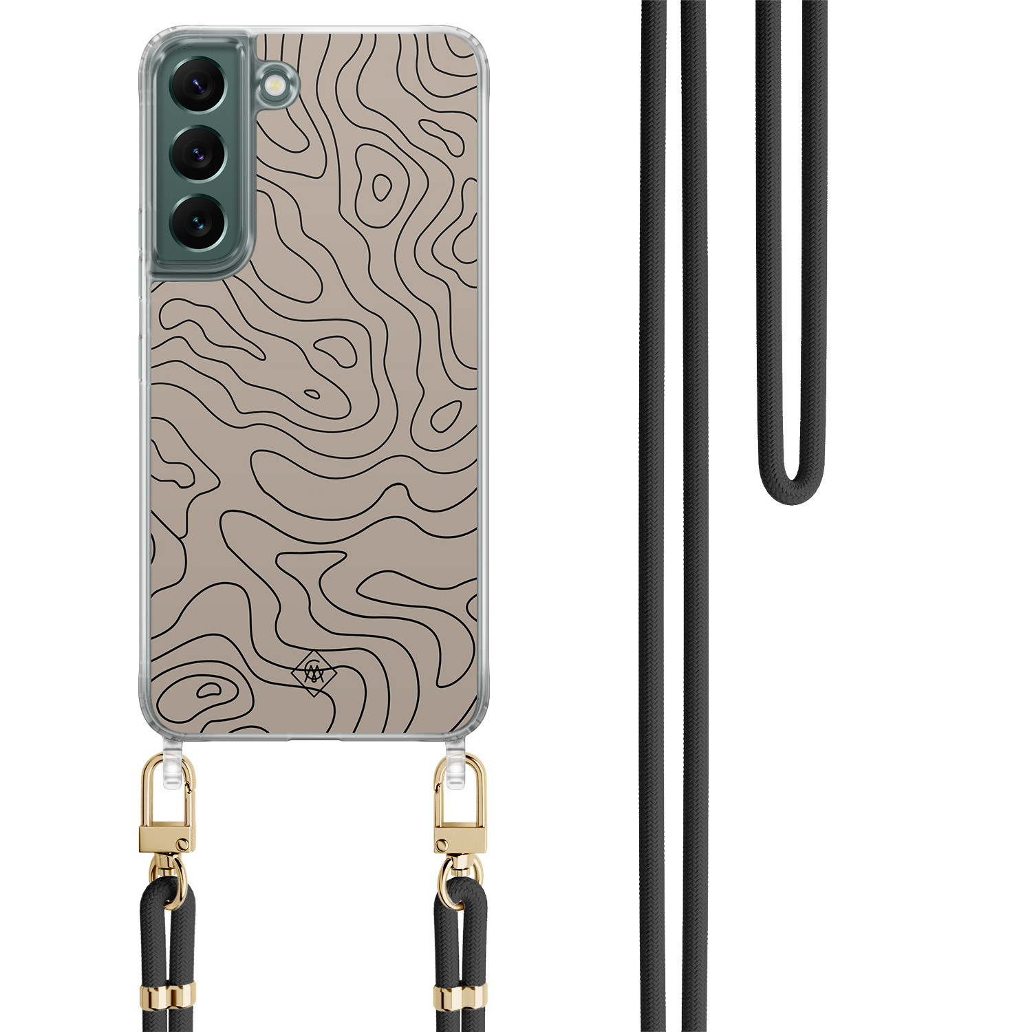 Samsung Galaxy S22 Plus hoesje met zwart koord Abstract lines