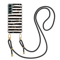 Casimoda Samsung Galaxy S22 Plus hoesje met zwart koord - Hart streepjes