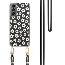Casimoda Samsung Galaxy S21 Plus hoesje met zwart koord - Retro bloempjes