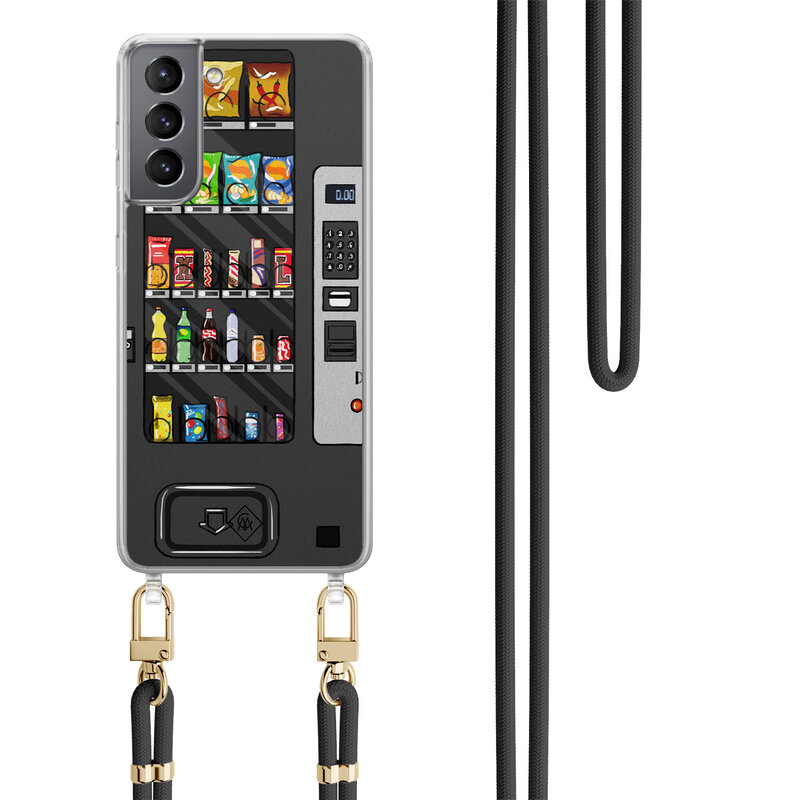 Casimoda Samsung Galaxy S21 Plus hoesje met zwart koord - Snoepautomaat