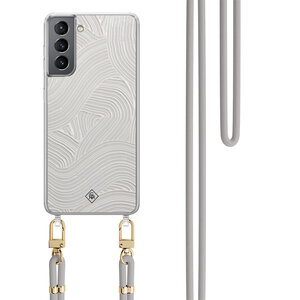 Casimoda Samsung Galaxy S21 Plus hoesje met grijs koord - Abstract waves