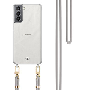 Casimoda Samsung Galaxy S21 Plus hoesje met grijs koord - Vive la vie