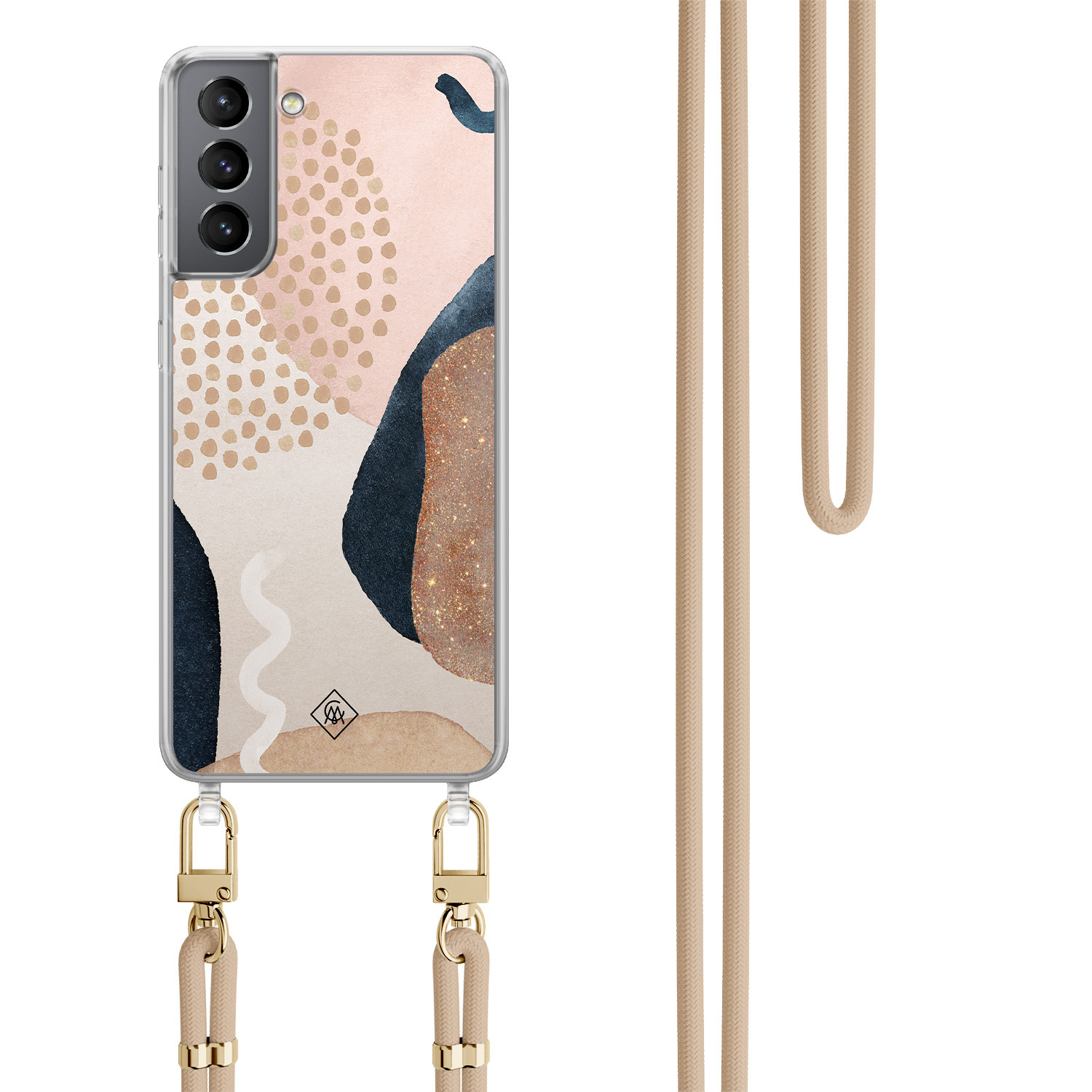 Samsung Galaxy S21 Plus hoesje met beige koord Abstract dots