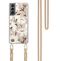 Casimoda Samsung Galaxy S21 Plus hoesje met beige koord - In bloom