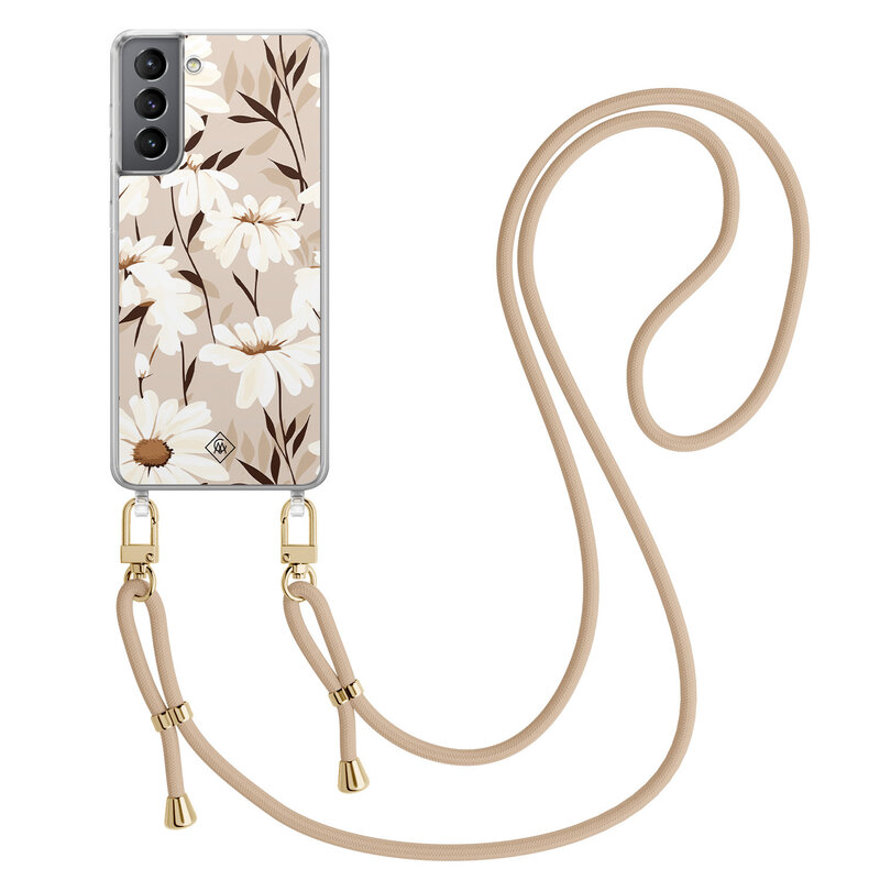 Casimoda Samsung Galaxy S21 Plus hoesje met beige koord - In bloom