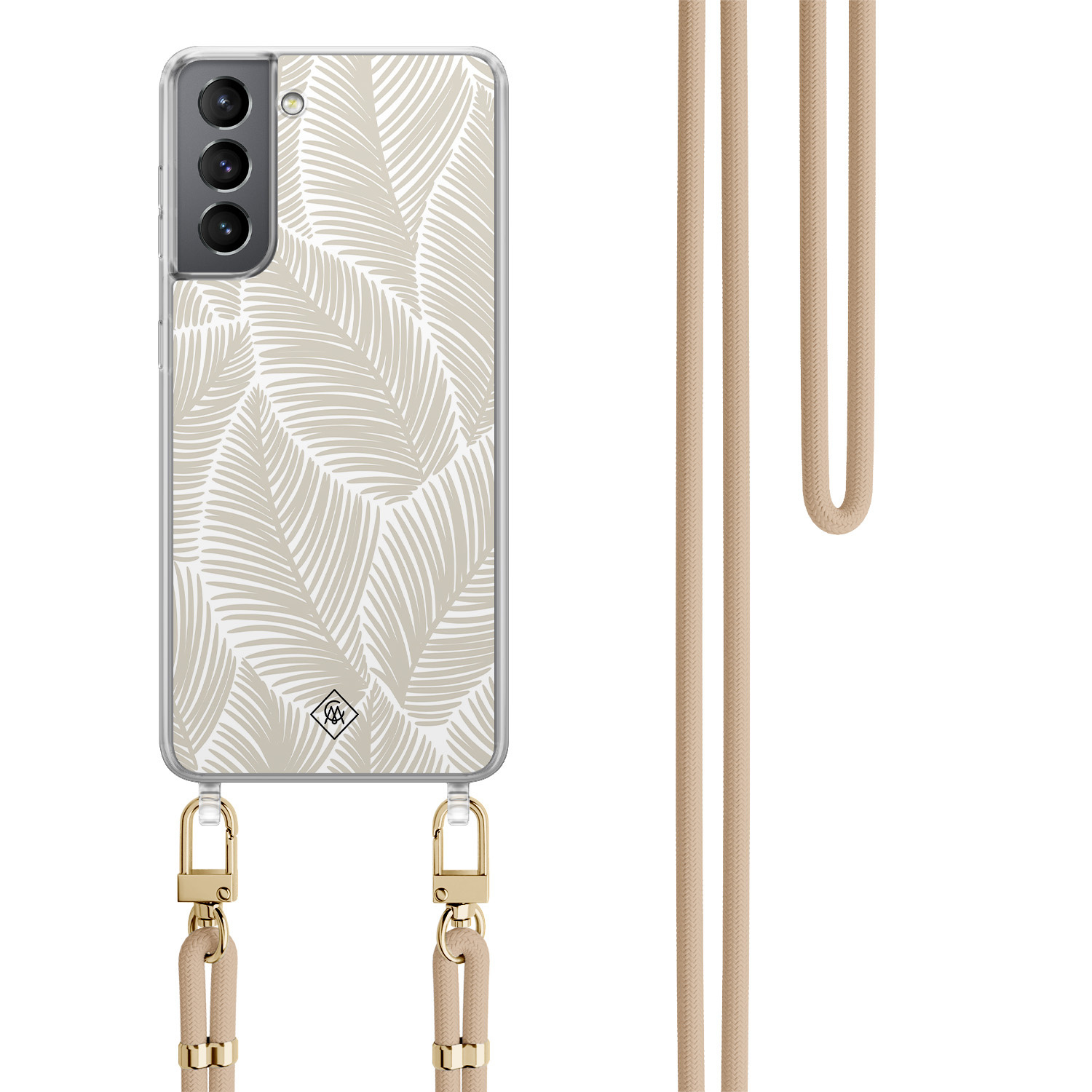 Samsung Galaxy S21 Plus hoesje met beige koord Palm leaves beige