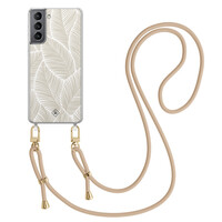 Casimoda Samsung Galaxy S21 Plus hoesje met beige koord - Palm leaves beige