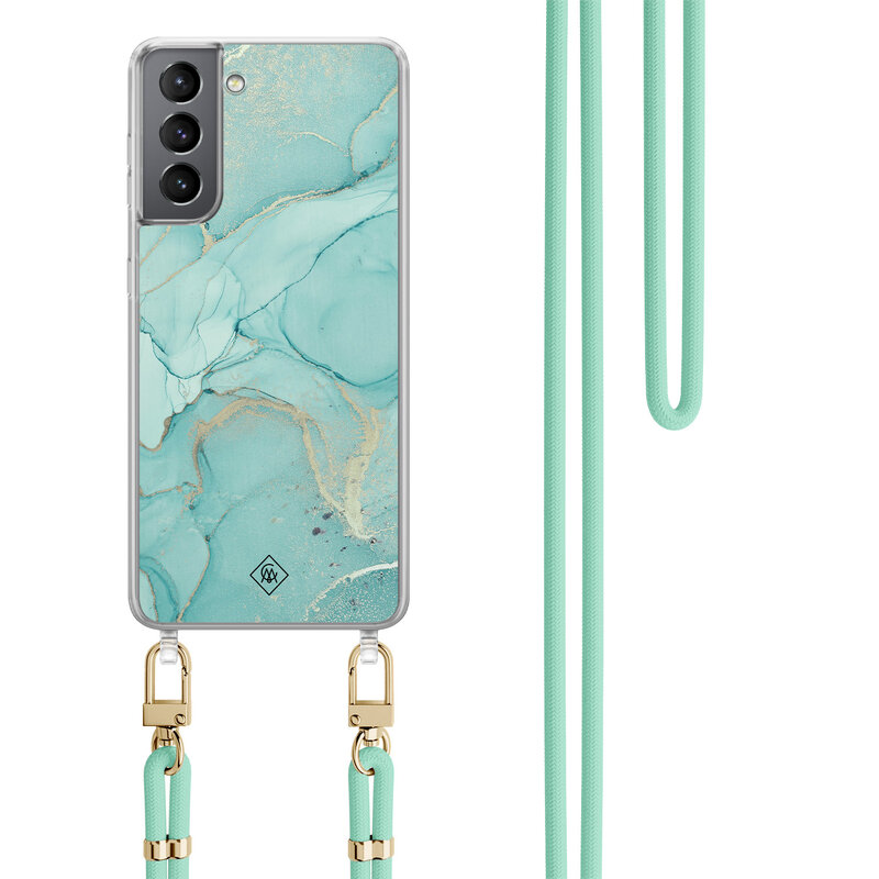 Casimoda Samsung Galaxy S21 Plus hoesje met mint koord - Touch of mint