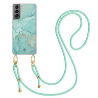 Casimoda Samsung Galaxy S21 Plus hoesje met mint koord - Touch of mint