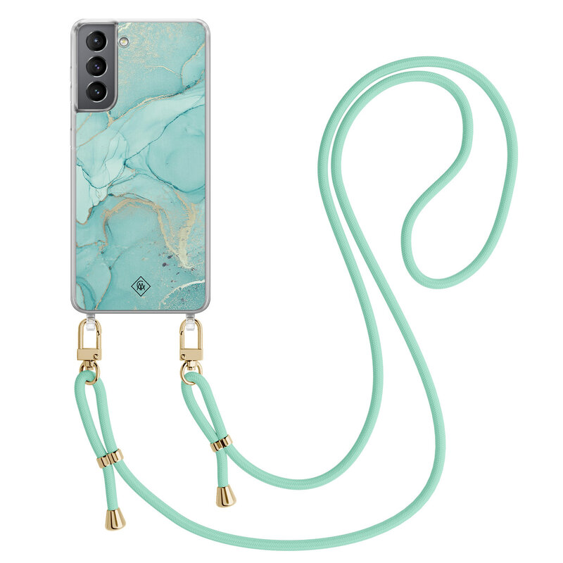 Casimoda Samsung Galaxy S21 Plus hoesje met mint koord - Touch of mint