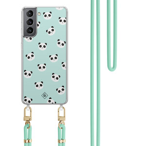 Casimoda Samsung Galaxy S21 Plus hoesje met mint koord - Panda print