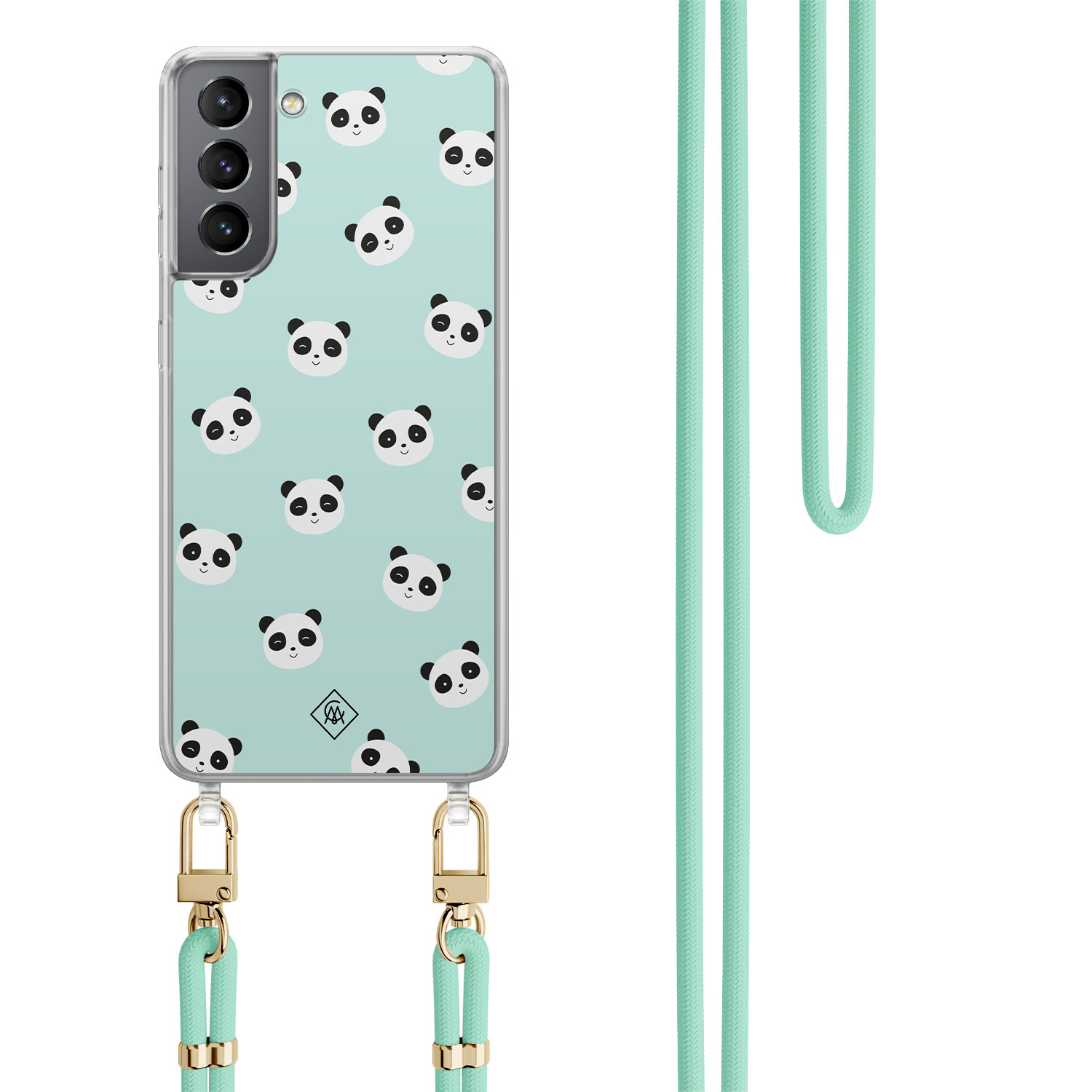 Samsung Galaxy S21 Plus hoesje met mint koord Panda print