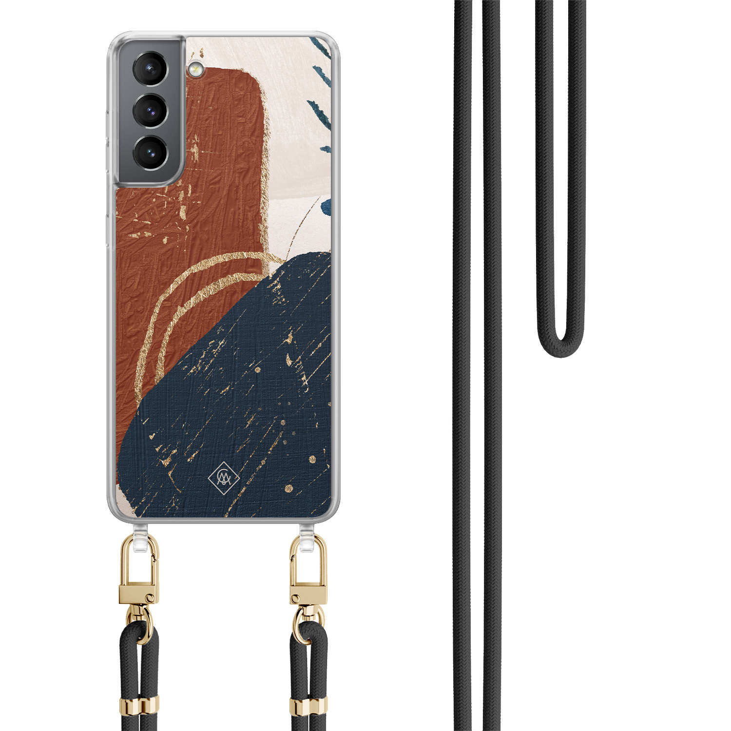 Samsung Galaxy S21 Plus hoesje met zwart koord Abstract terracotta