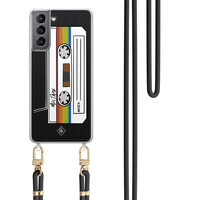 Casimoda Samsung Galaxy S21 Plus hoesje met zwart koord - Cassette mixtape
