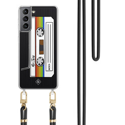 Casimoda Samsung Galaxy S21 Plus hoesje met zwart koord - Cassette mixtape