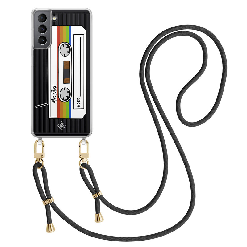 Casimoda Samsung Galaxy S21 Plus hoesje met zwart koord - Cassette mixtape