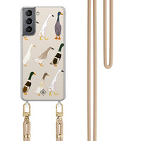 Casimoda Samsung Galaxy S21 Plus hoesje met beige koord - Giraffe