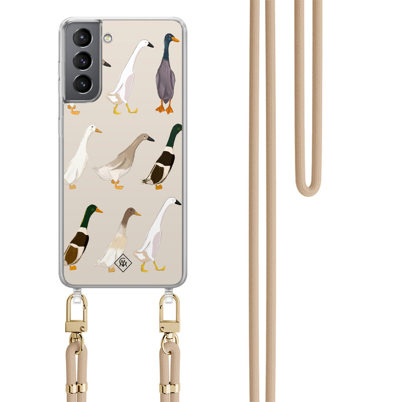 Casimoda Samsung Galaxy S21 Plus hoesje met beige koord - Giraffe
