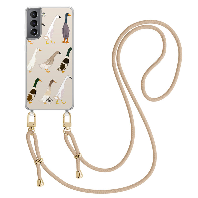 Casimoda Samsung Galaxy S21 Plus hoesje met beige koord - Giraffe