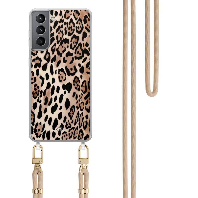 Casimoda Samsung Galaxy S21 Plus hoesje met beige koord - Golden wildcat