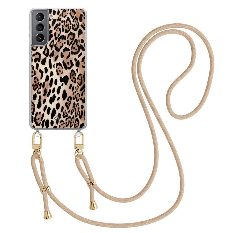 Casimoda Samsung Galaxy S21 Plus hoesje met beige koord - Golden wildcat