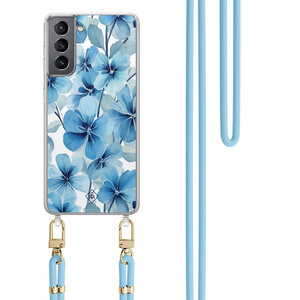 Casimoda Samsung Galaxy S21 Plus hoesje met blauw koord - Indigo gardens