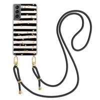 Casimoda Samsung Galaxy S21 Plus hoesje met zwart koord - Hart streepjes