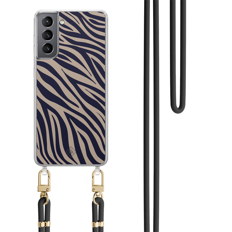 Casimoda Samsung Galaxy S21 Plus hoesje met zwart koord - Wavy twist