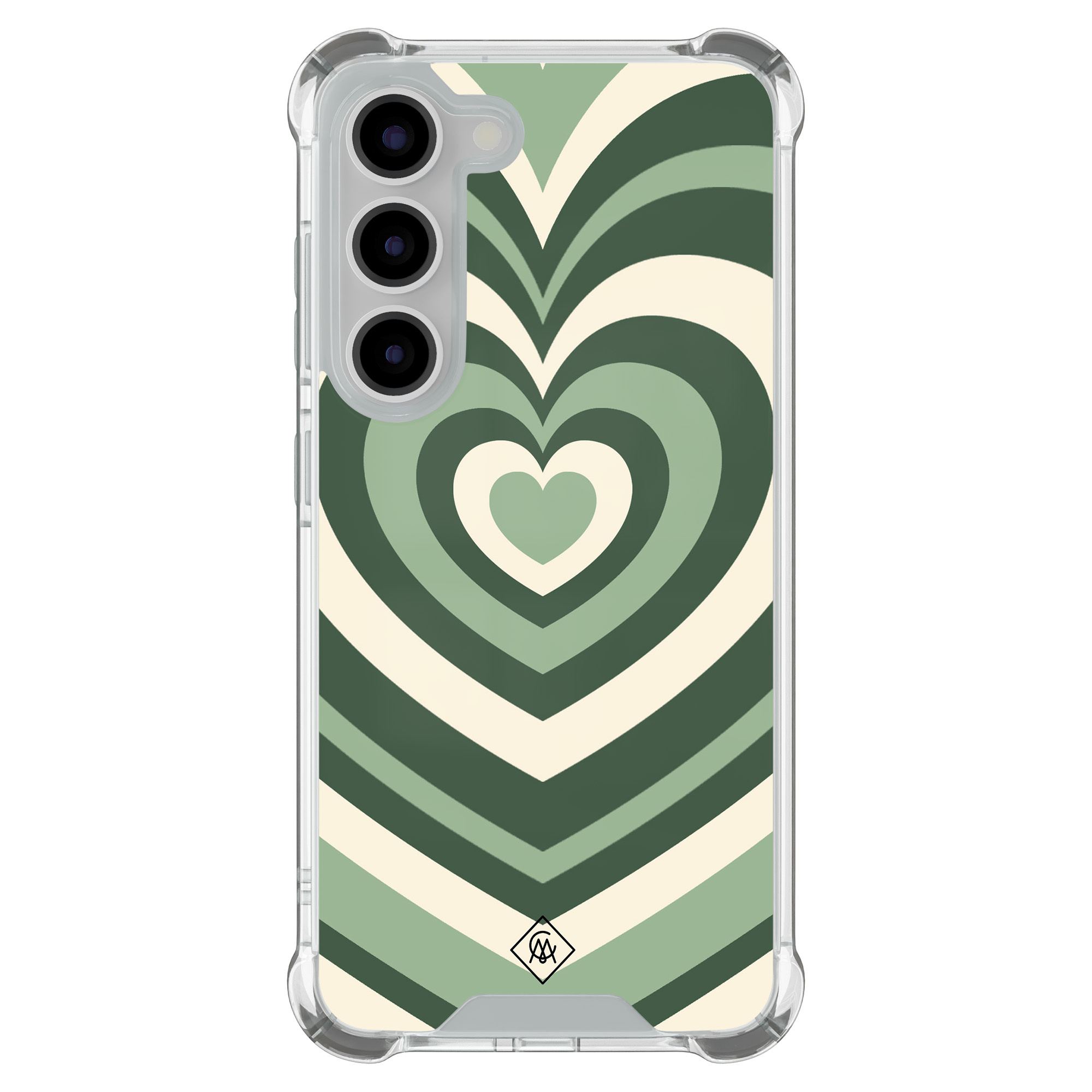 Samsung Galaxy S23 shockproof hoesje Groen hart swirl