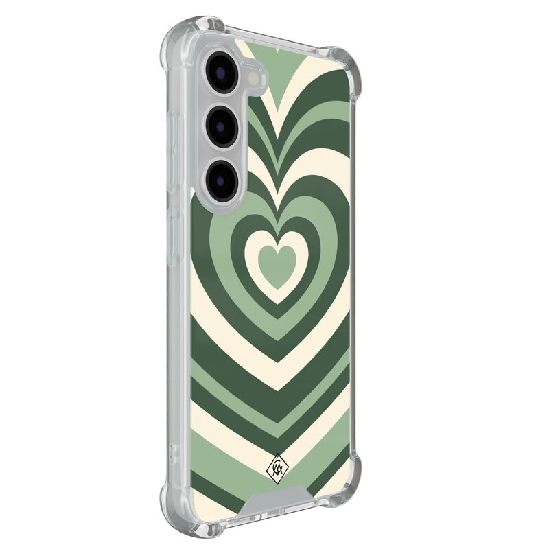 Casimoda Samsung Galaxy S23 shockproof hoesje - Groen hart swirl