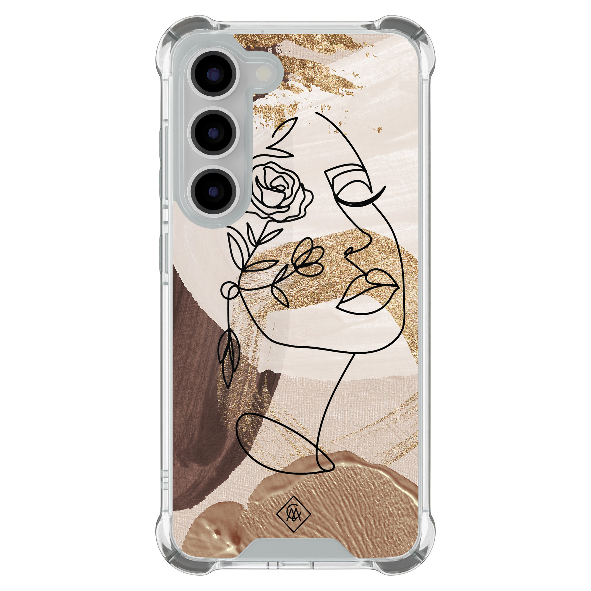 Samsung Galaxy S23 shockproof hoesje Abstract gezicht bruin