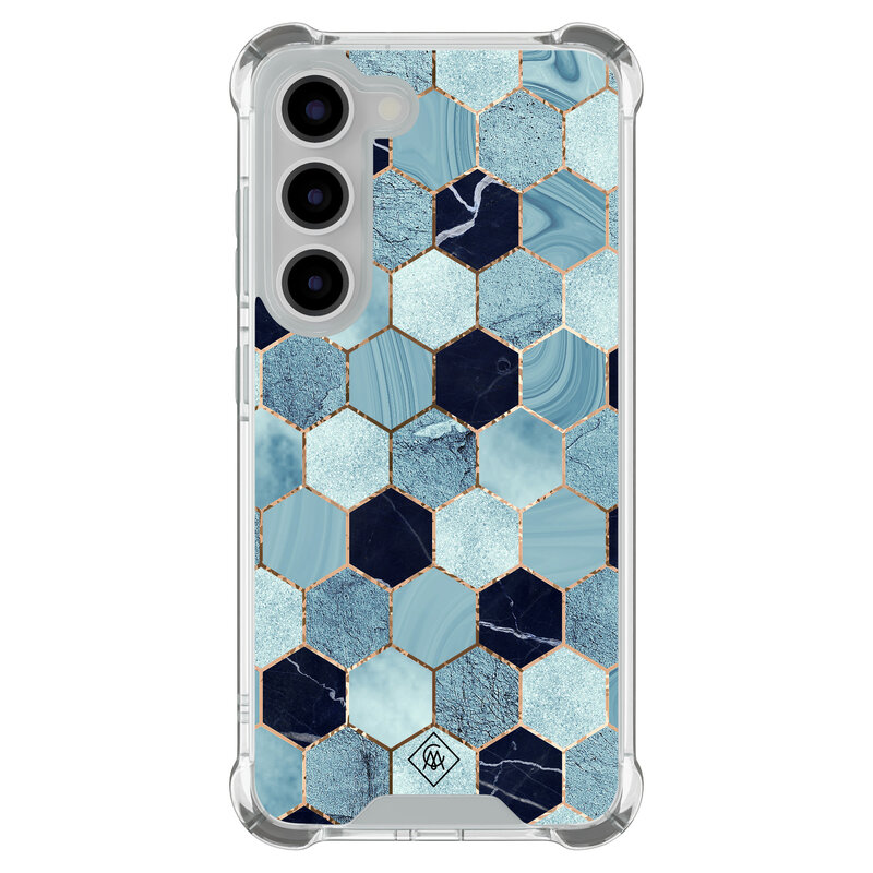Casimoda Samsung Galaxy S23 shockproof hoesje - Blue cubes