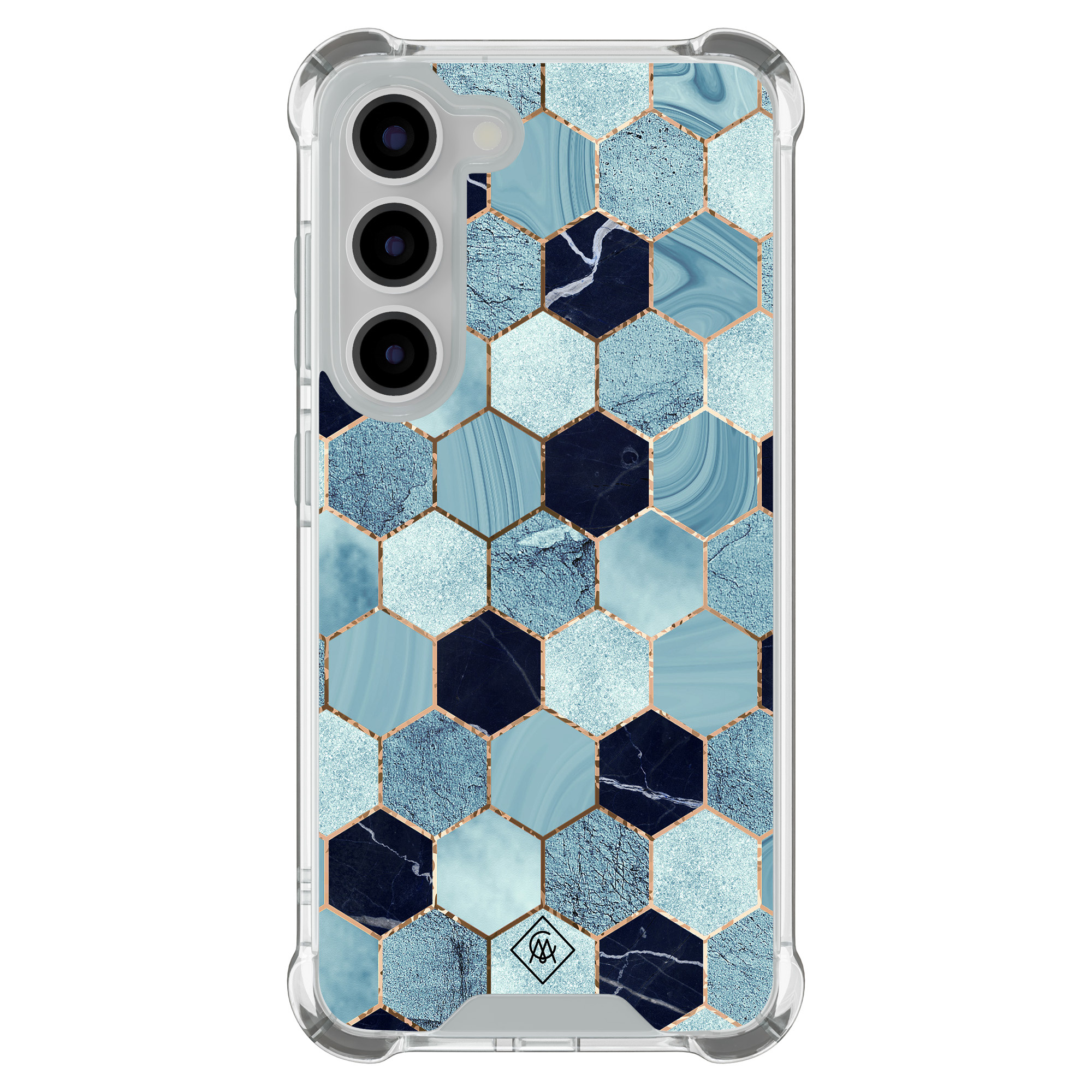 Samsung Galaxy S23 shockproof hoesje Blue cubes
