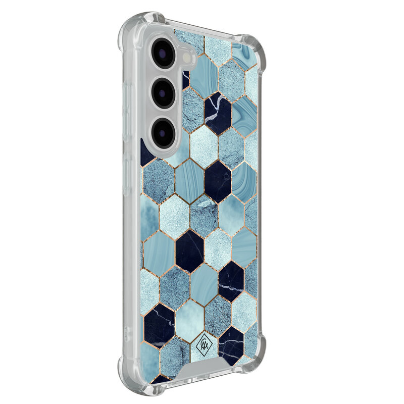 Casimoda Samsung Galaxy S23 shockproof hoesje - Blue cubes