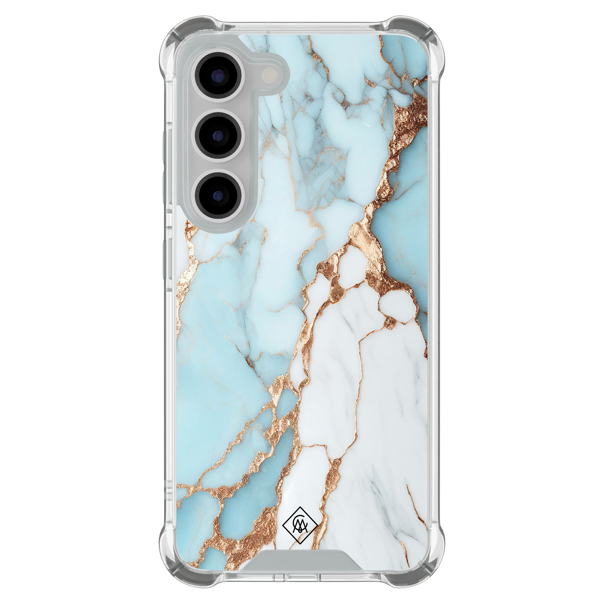 Samsung Galaxy S23 shockproof hoesje Marmer lichtblauw
