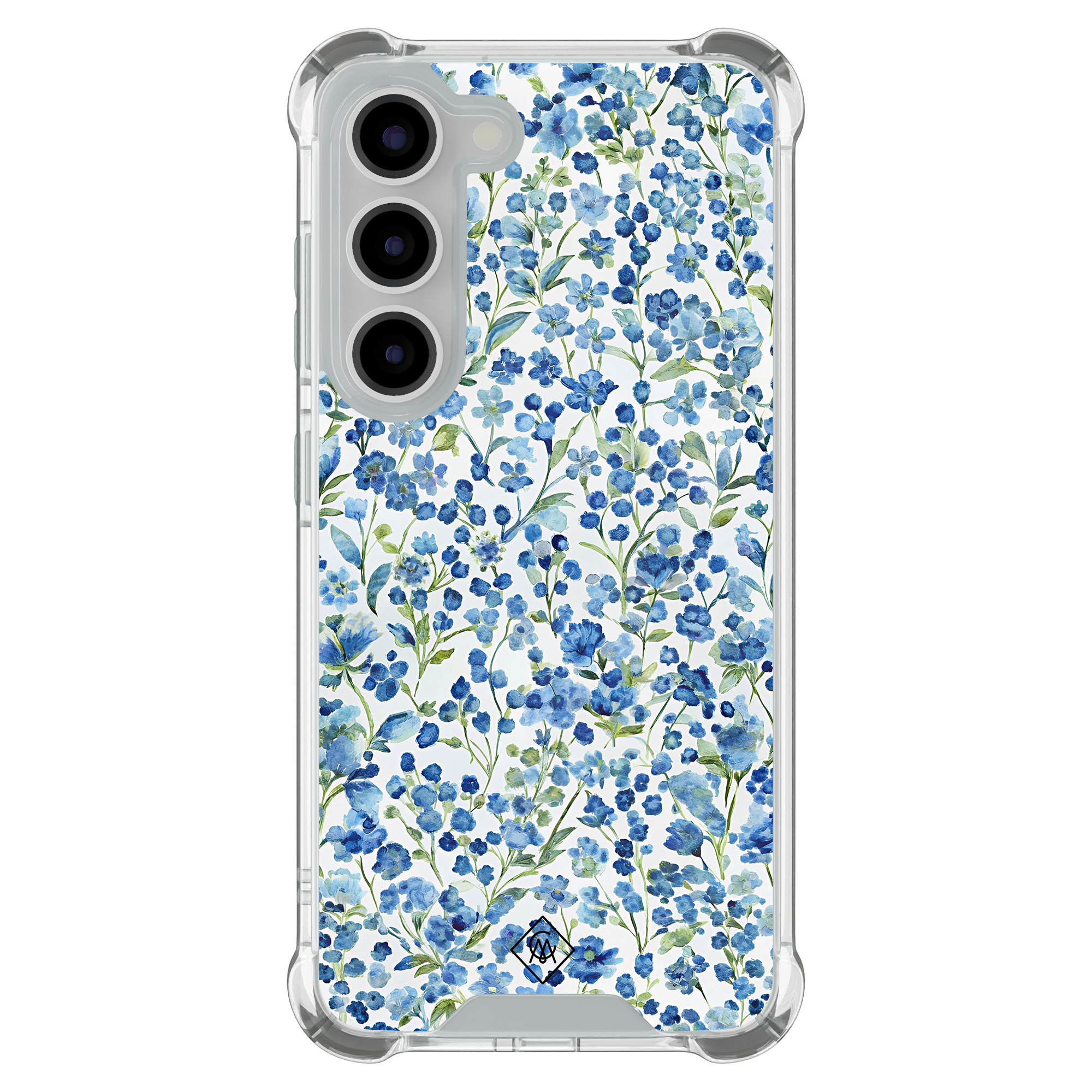 Samsung Galaxy S23 shockproof hoesje Vintage blue floral