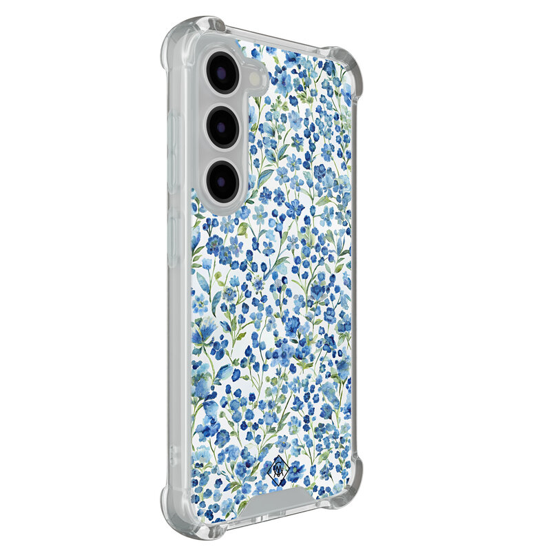 Casimoda Samsung Galaxy S23 shockproof hoesje - Vintage blue floral