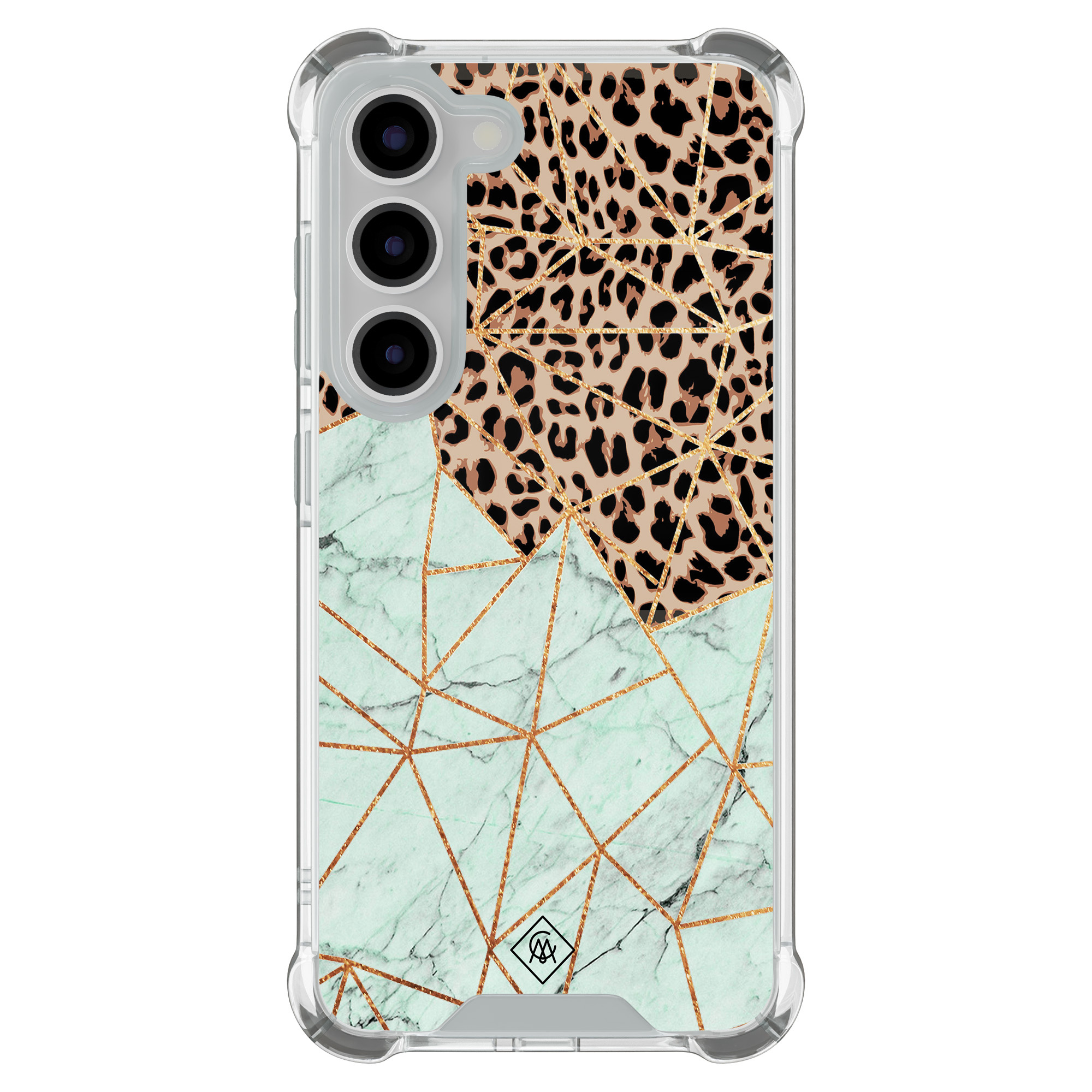 Samsung Galaxy S23 shockproof hoesje Luipaard marmer mint
