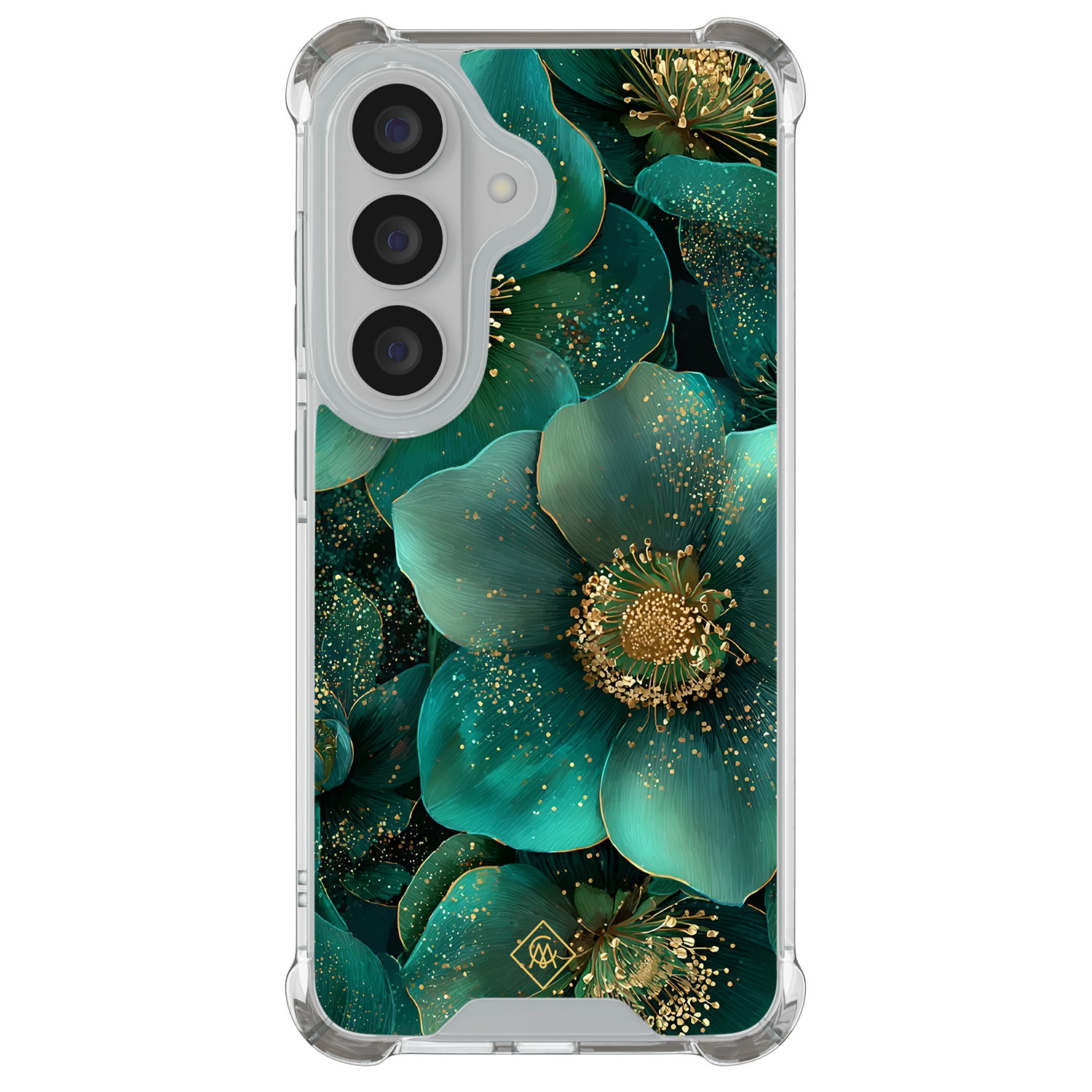 Samsung Galaxy S26 shockproof hoesje Emerald flowers