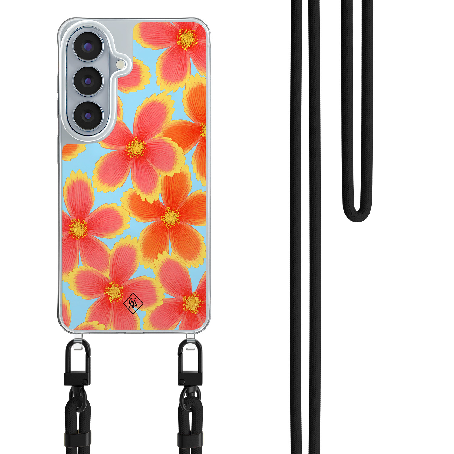 Samsung Galaxy S26 hoesje met zwart koord Happy Flora