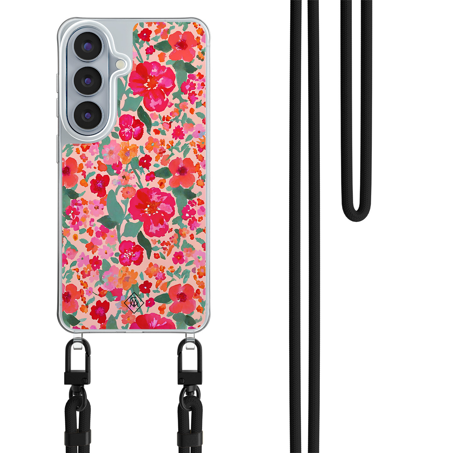 Samsung Galaxy S26 hoesje met zwart koord Multi Flowers