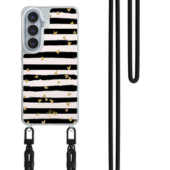 Casimoda Samsung Galaxy S26 hoesje met zwart koord - Hart streepjes