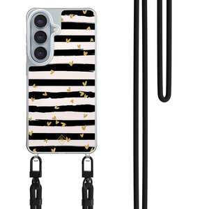 Casimoda Samsung Galaxy S26 hoesje met zwart koord - Hart streepjes